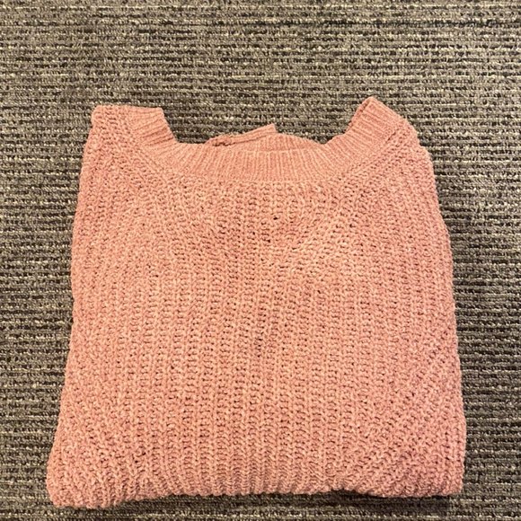 Hippie Rose Pink Chenille Pullover Sweater Top Open Back Detail - Picture 2 of 3